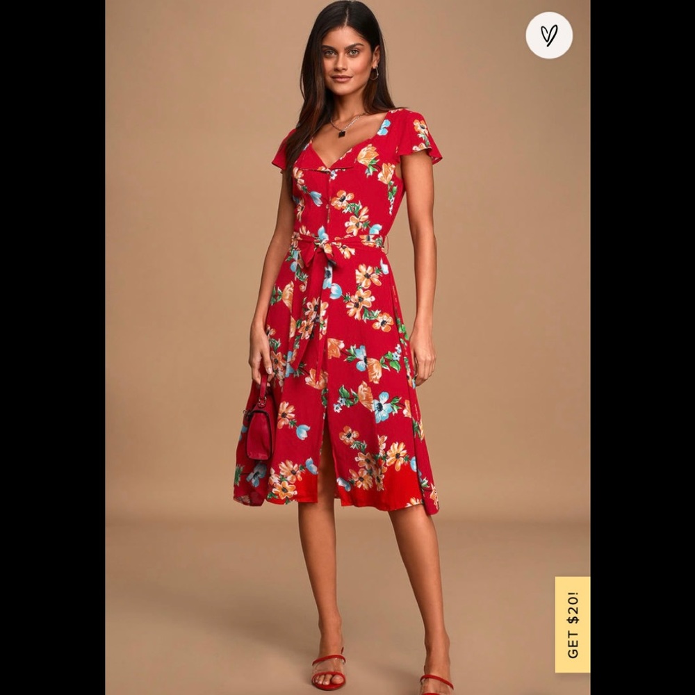 Lulu’s Trip to Tulum Floral Print Midi Dress